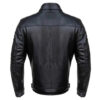 Mens Slim Fit Double Pockets Real Black Leather Biker Jacket - Image 4