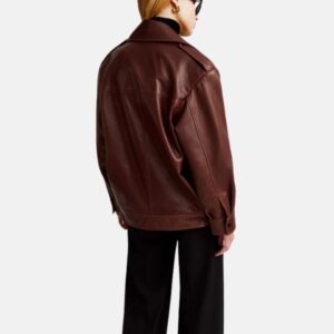 Maroon Lambskin Leather Trucker Jacket Unisex